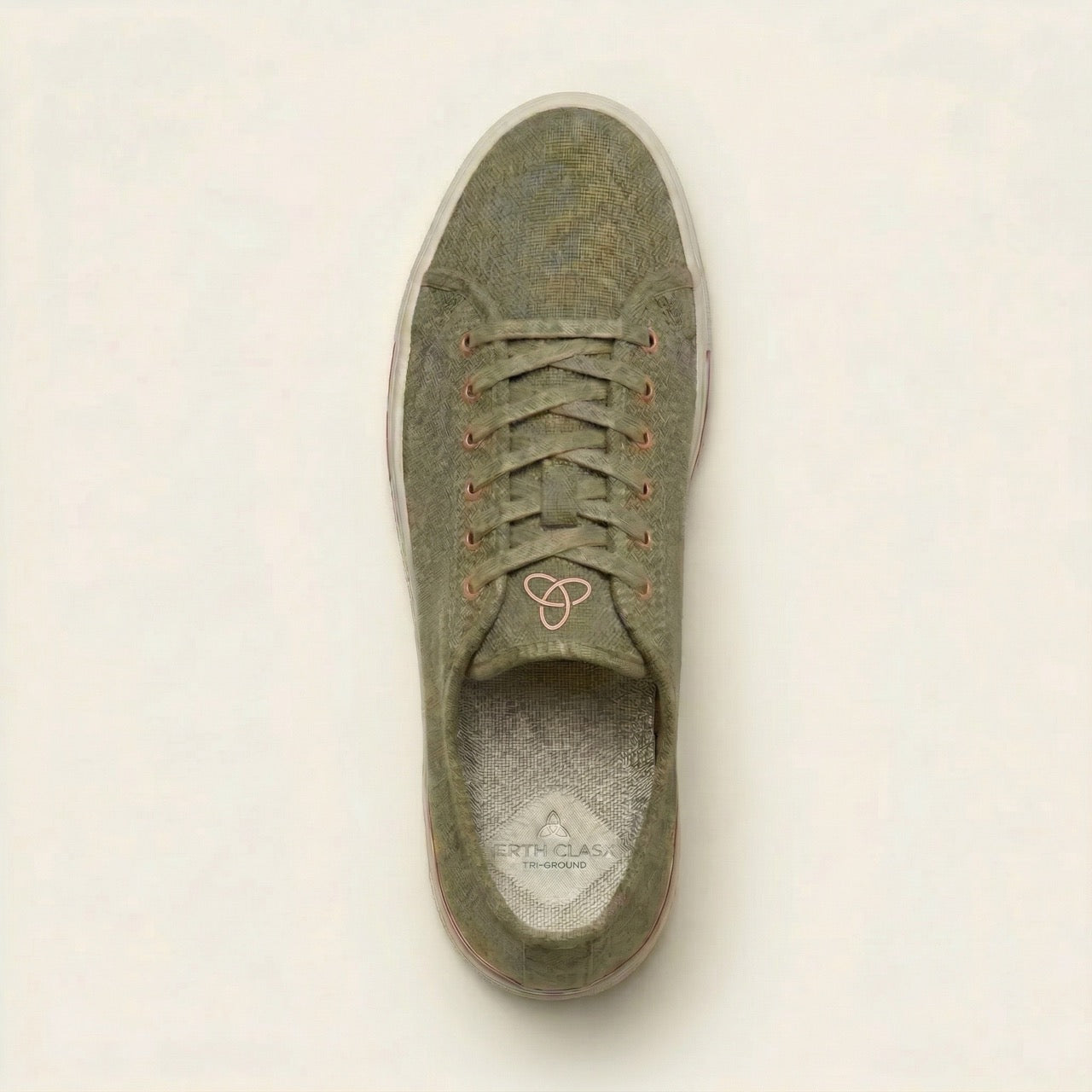 ERTH CLASX olive canvas sneaker top view on a white background