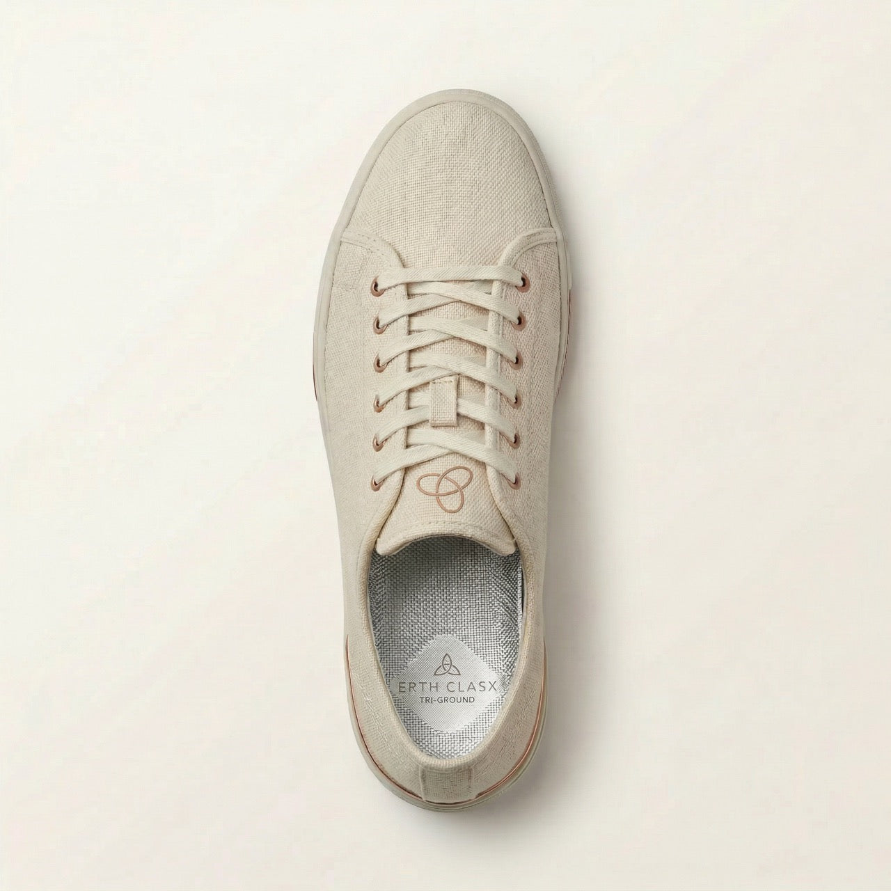 ERTH CLASX sandstone canvas sneaker top view on a white background